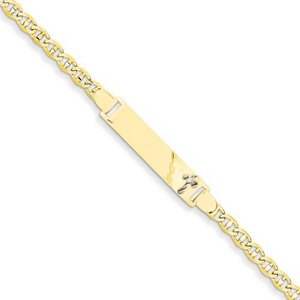 Custom Engraved 14k Gold Two Tone Children s Anchor Link ID Bracelet
