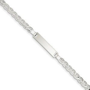 Custom Engraved Sterling Silver Children s Anchor Link ID Bracelet
