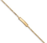 Custom Engraved 14k Gold Children s Diamond Cut Figaro Link ID Bracelet