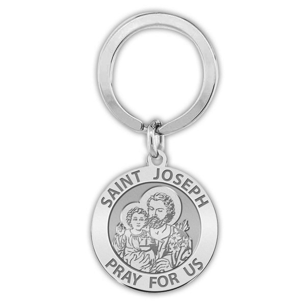 1 Inch Size of a Quarter PicturesOnGold.com Jesus Mary Joseph Religious Medal Solid 14K White Gold 