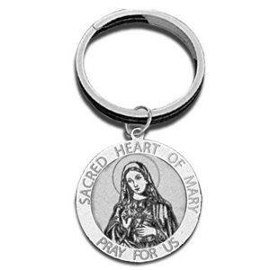 Sacred Heart Of Mary Religious Engravable Keychain
