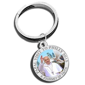 Pope Francis   Papal Visit Philadelphia 2015 Color Religious Engravable Keychain