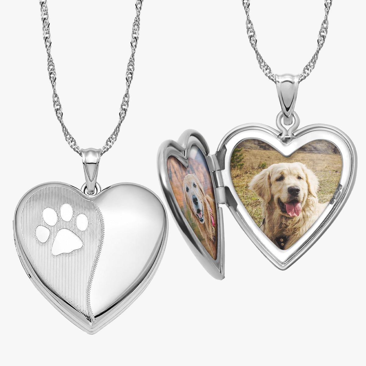 Polish and Satin Paw Print Heart Photo Locket