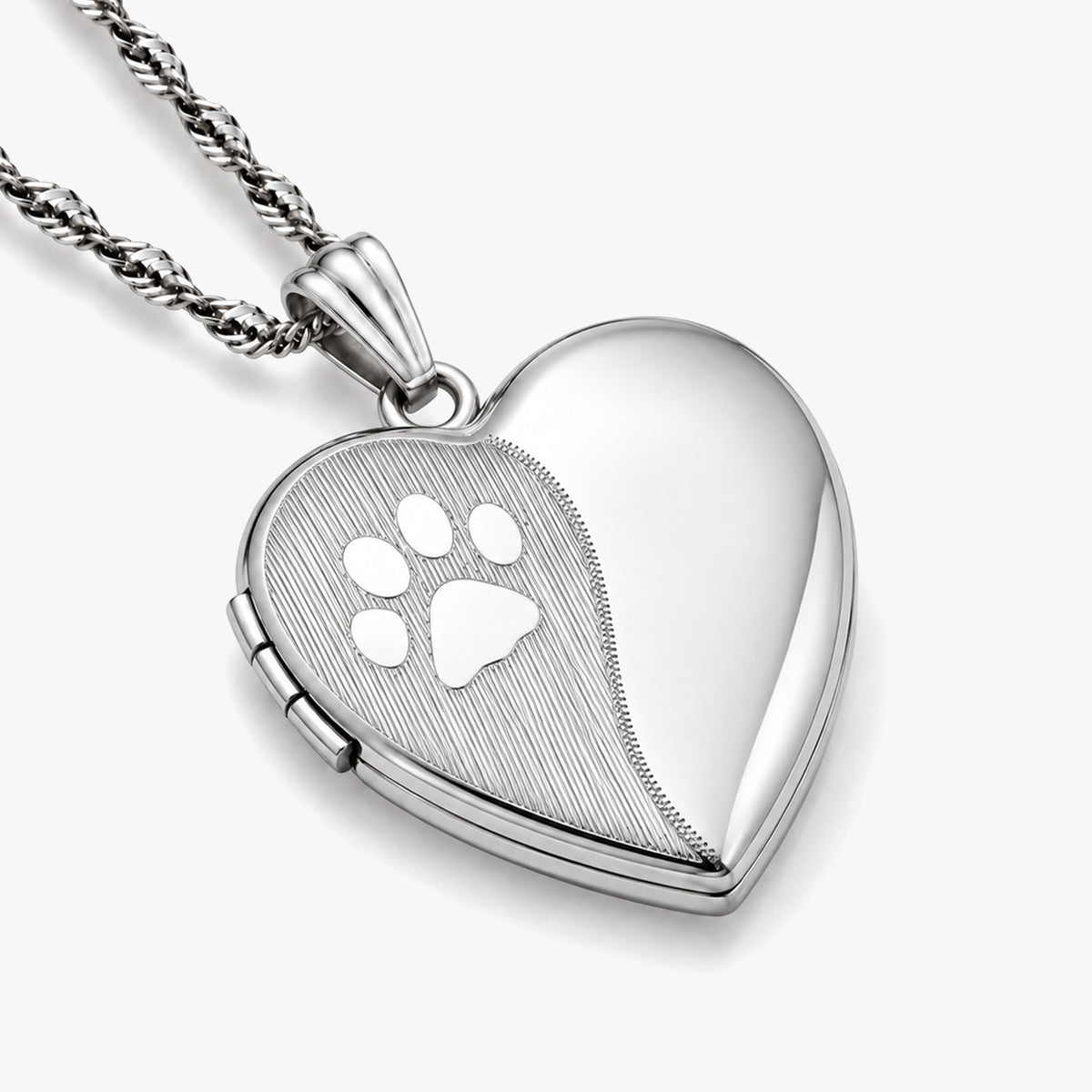 Polish and Satin Paw Print Heart Photo Locket