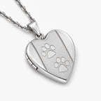 Two Paw Prints Heart Photo Locket