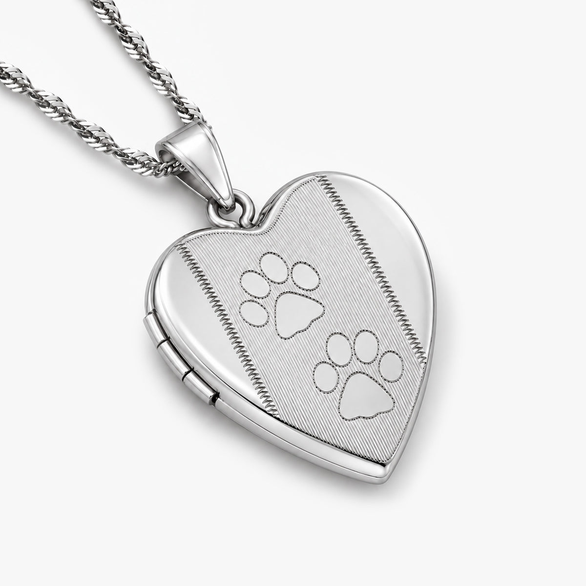 Two Paw Prints Heart Photo Locket