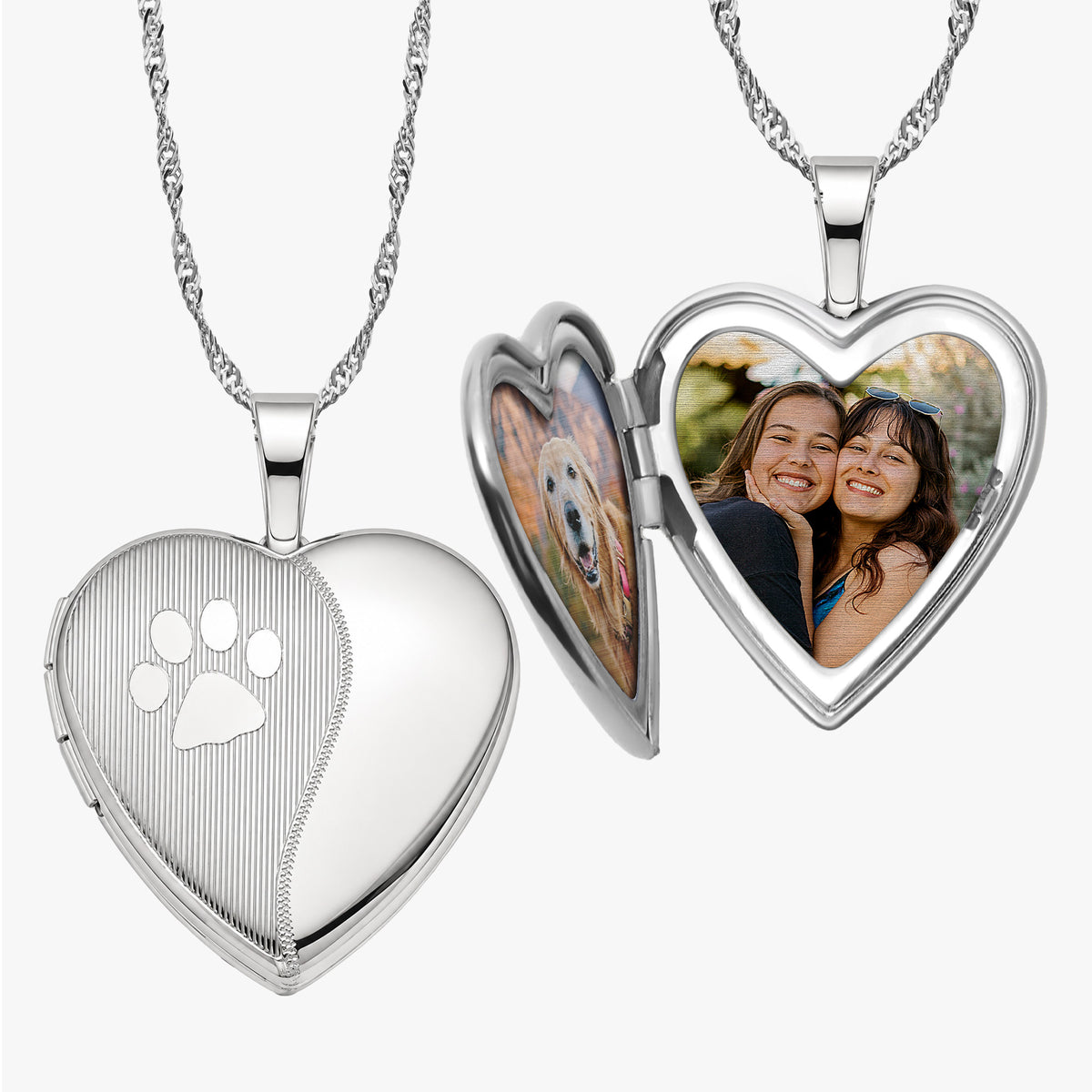 Polish and Satin Paw Print Heart Photo Locket