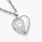 Polish and Satin Paw Print Heart Photo Locket