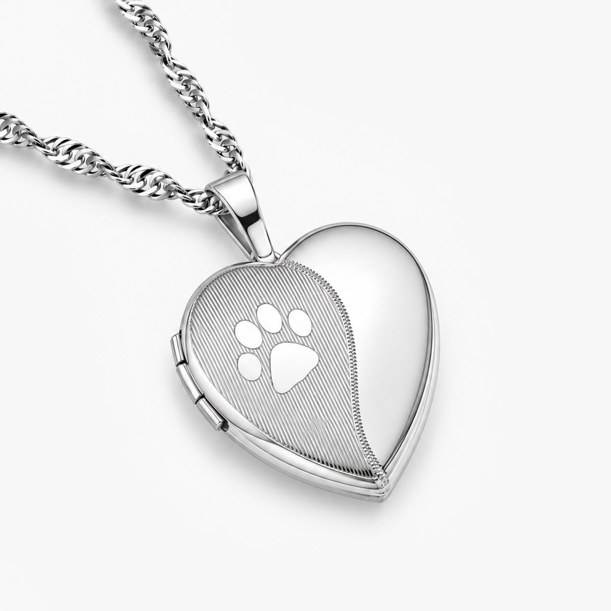 Polish and Satin Paw Print Heart Photo Locket