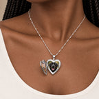 Polish and Satin Paw Print Heart Photo Locket - on model