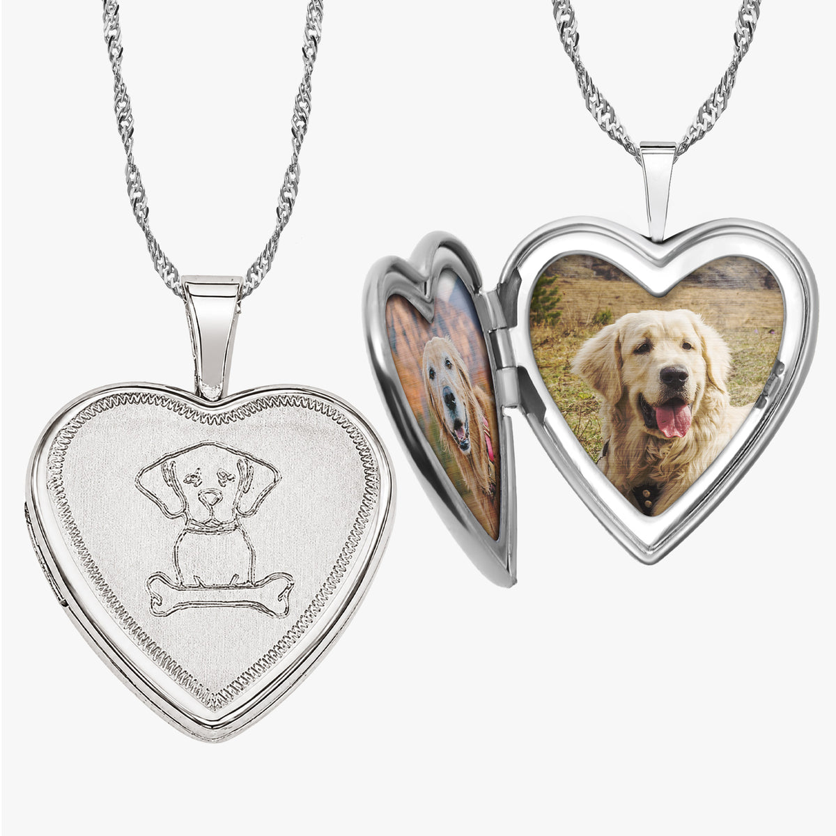 Dog With Bone Heart Photo Locket