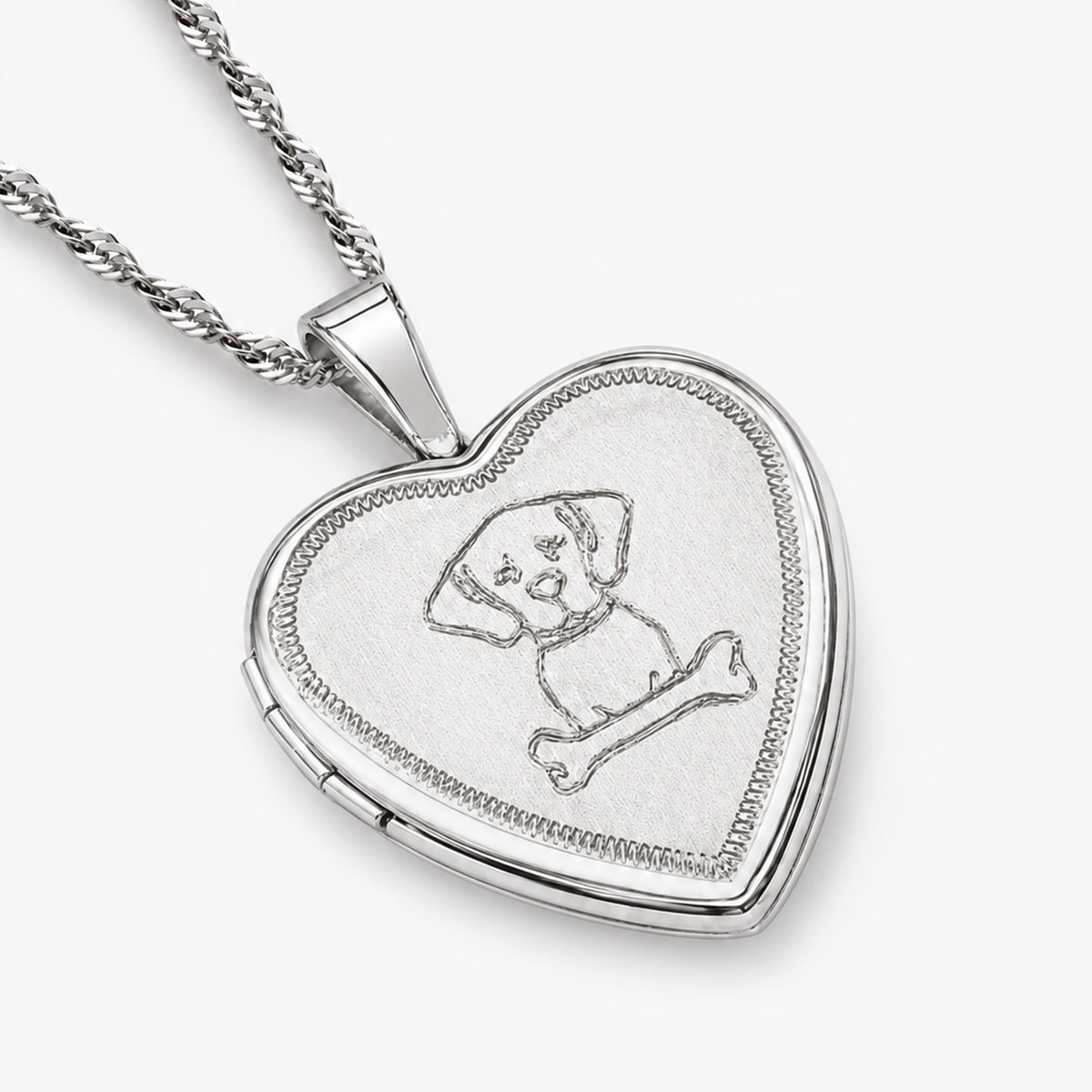 Dog With Bone Heart Photo Locket