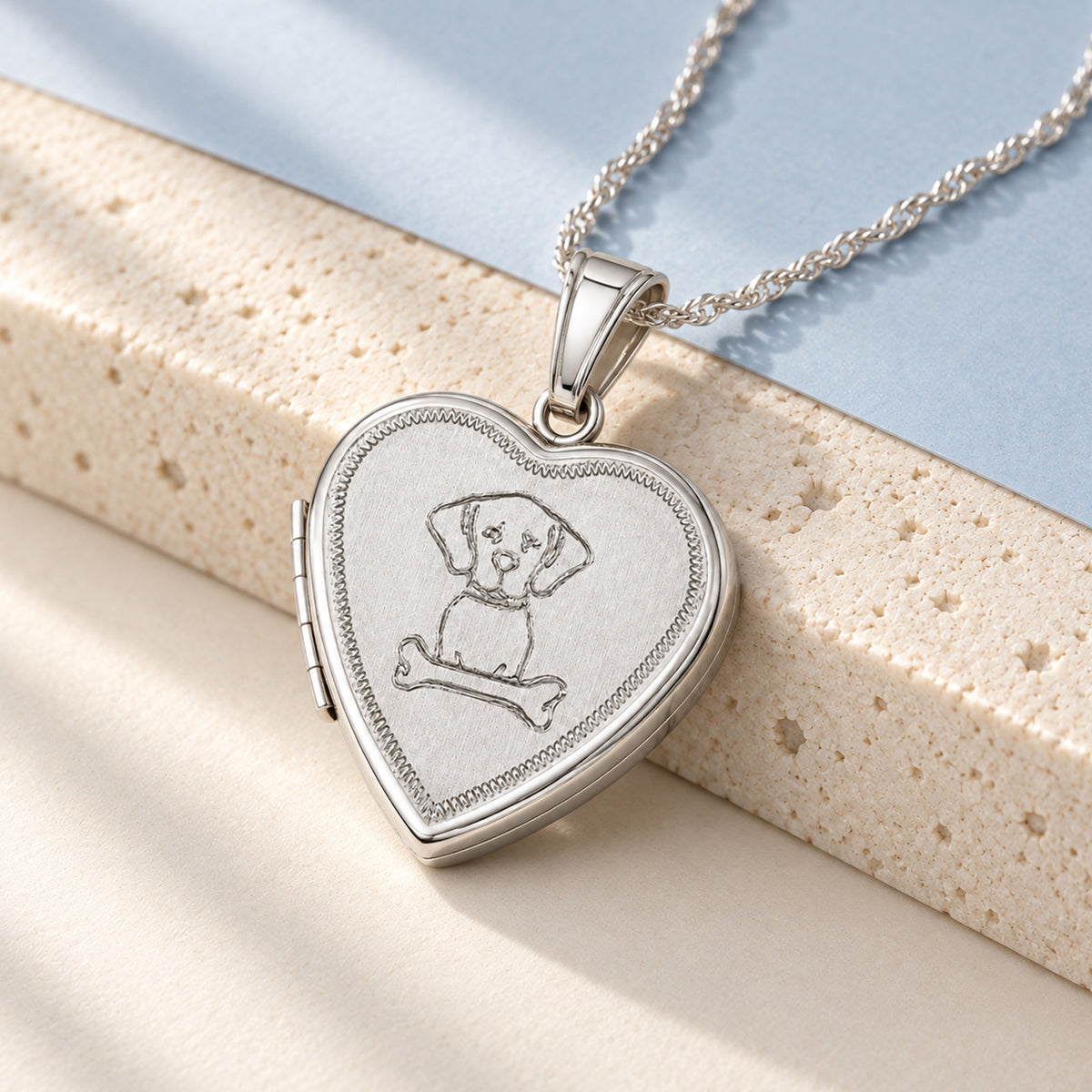 Dog With Bone Heart Photo Locket - lifestyle