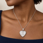 Dog With Bone Heart Photo Locket - on model