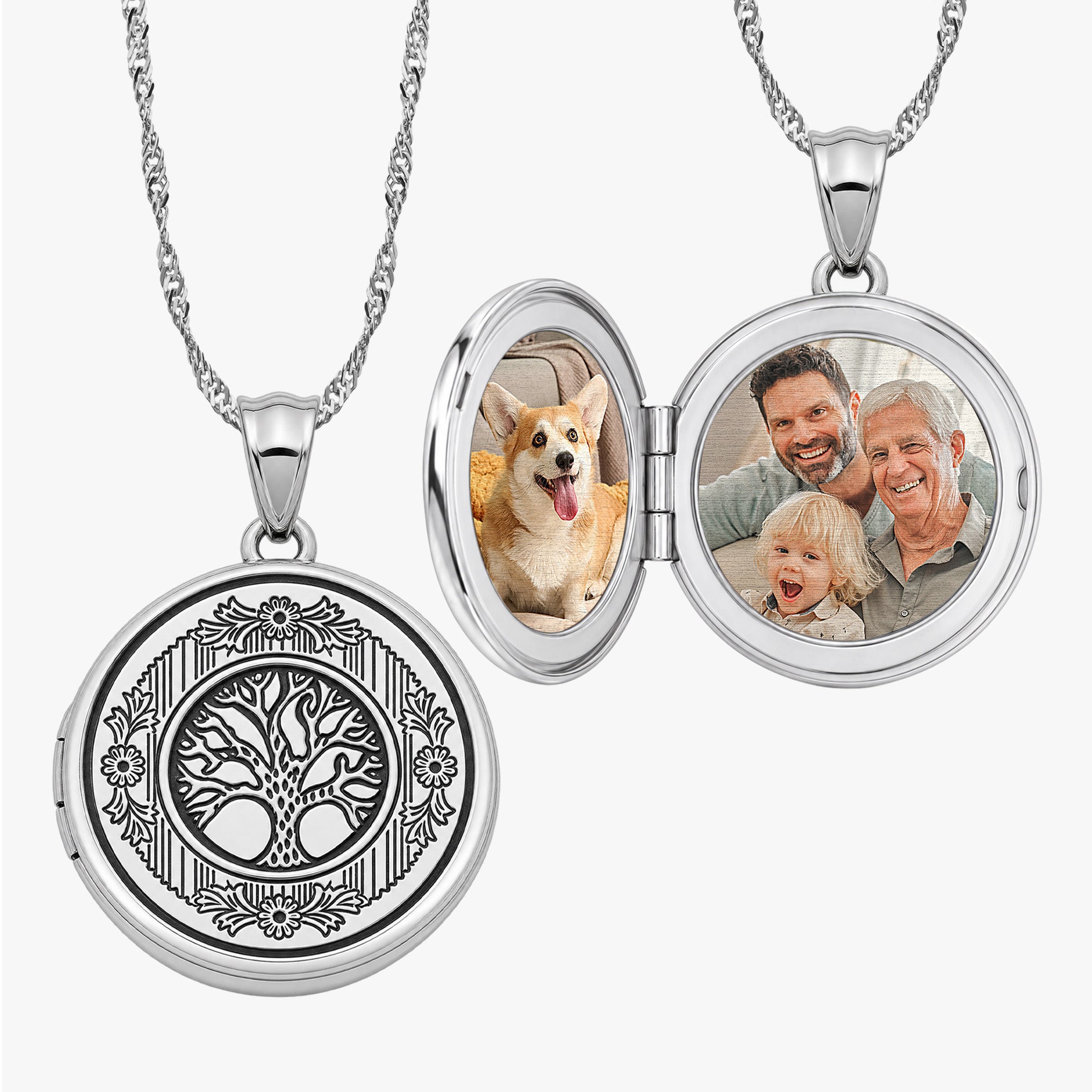 Sterling Silver Tree of Life Round Photo Locket | PicturesOnGold.com