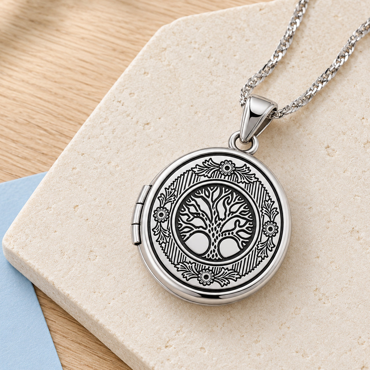 Tree of Life Round Photo Locket - lifestyle