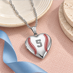 Personalized Baseball Stitch Heart Photo Locket - lifestyle