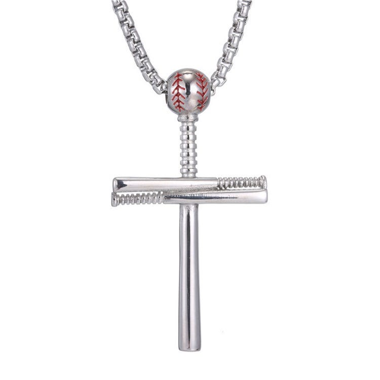 Baseball Bat Cross Pendant