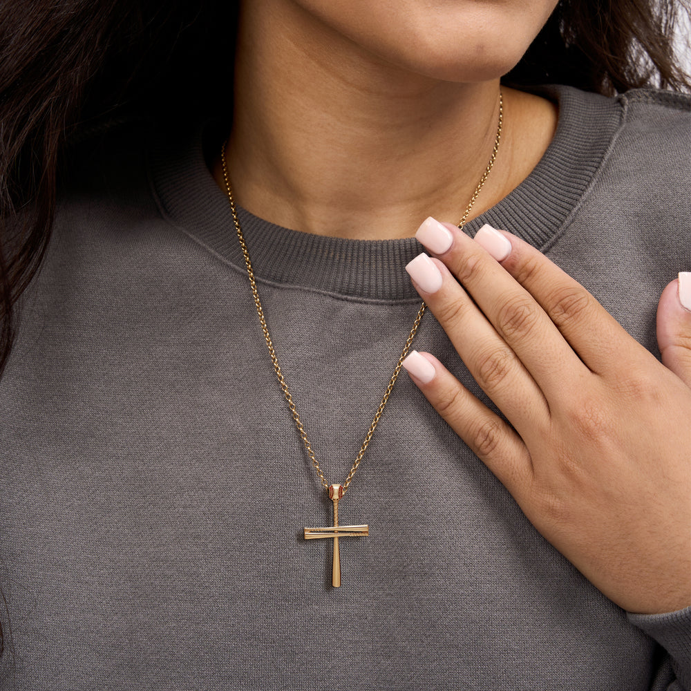 Baseball Bat Cross Pendant