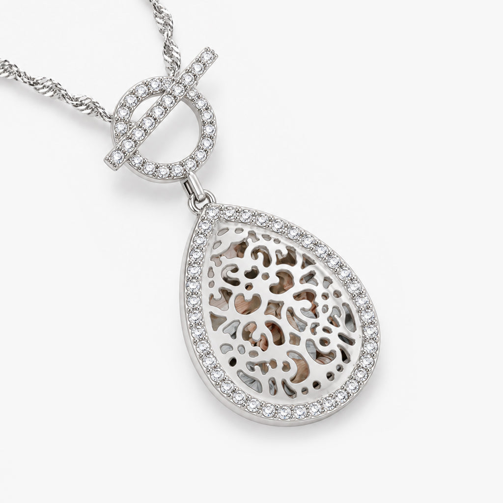 Ornate Teardrop Swivel Locket with Chain Included