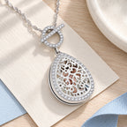 Ornate Teardrop Swivel Locket with Chain Included - lifestyle