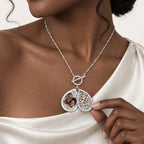 Ornate Teardrop Swivel Locket with Chain Included - on model