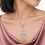 Ornate Teardrop Swivel Locket with Chain Included - on model