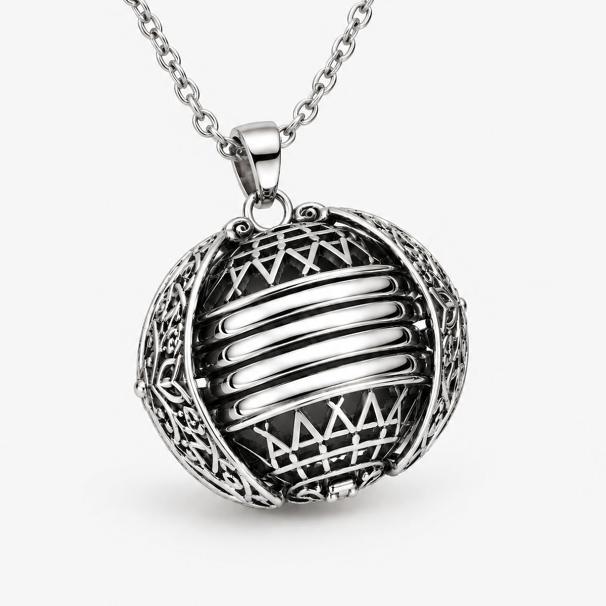Antiqued Expandable 4 Photo Ball Locket with Chain