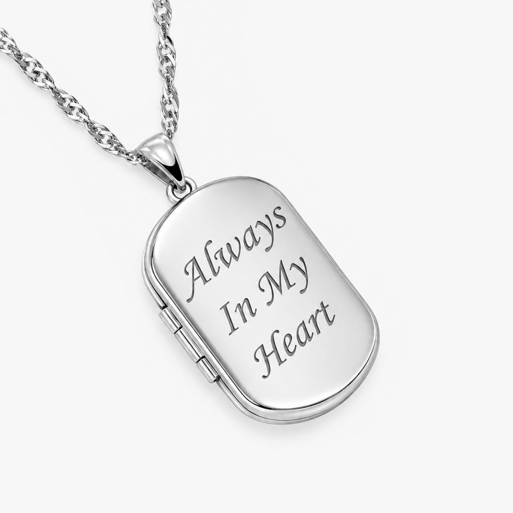 Always In My Heart Dog Tag Photo Locket