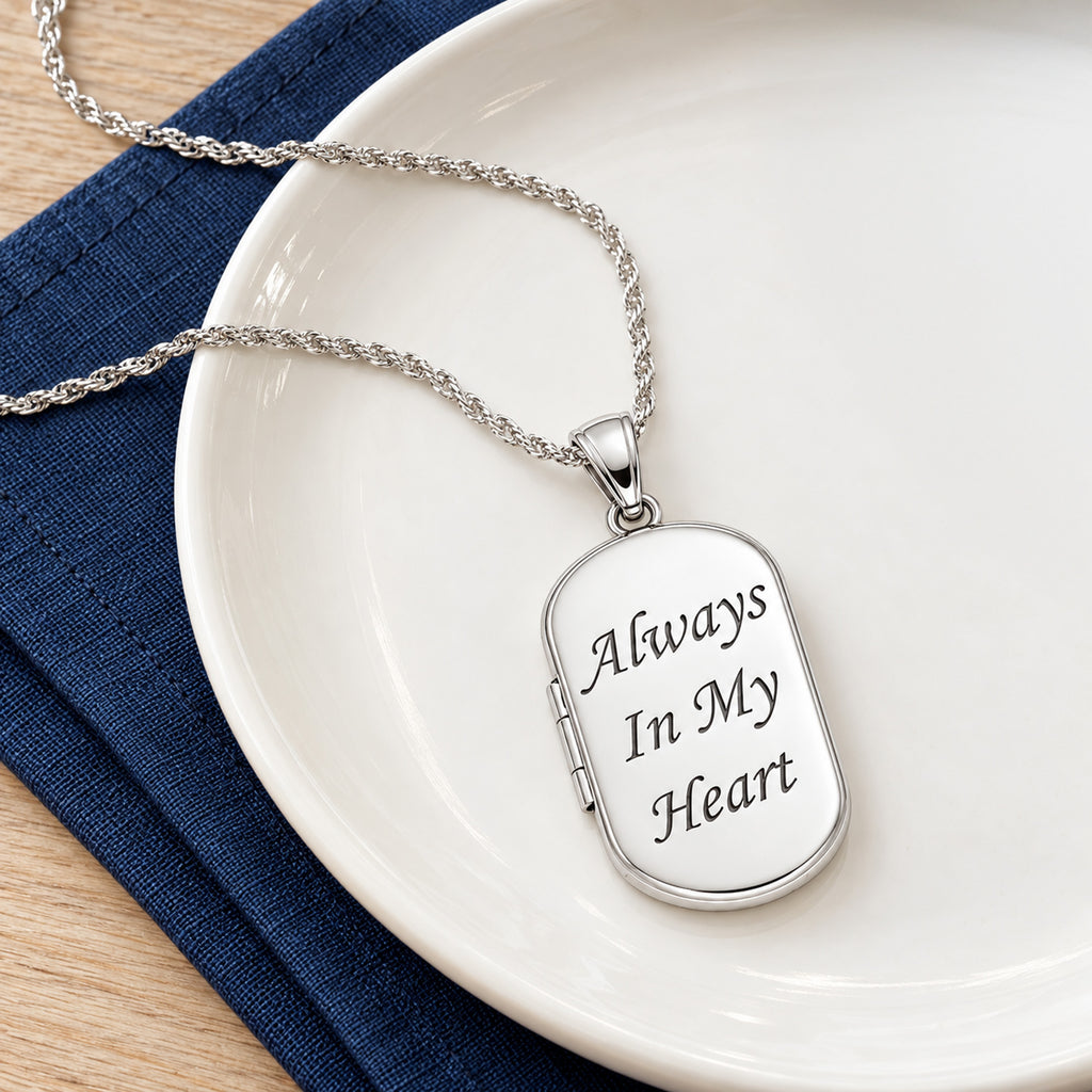 Always In My Heart Dog Tag Photo Locket - lifestyle