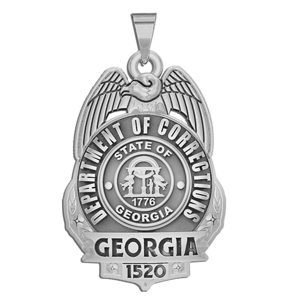 Silver Georgia corrections badge with a plain central field. (PG101188, secondary photo 2)