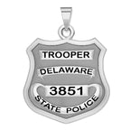 Silver Delaware State Trooper badge pendant with sample number 3851 (PG101214, secondary photo 3)