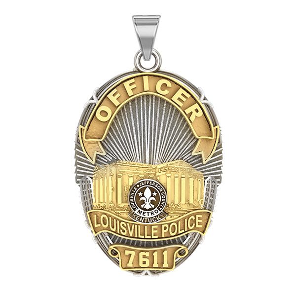 Louisville police badge pendant with a two-tone finish. (PG101437, secondary photo 3)
