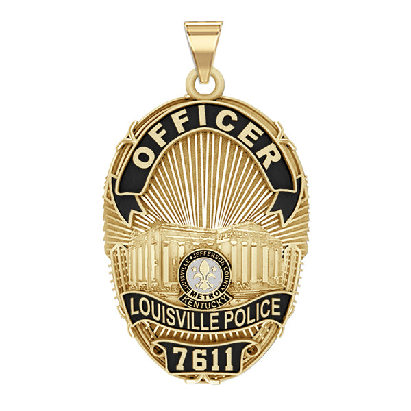 Louisville police badge pendant with a gold and black finish. (PG101437, secondary photo 4)