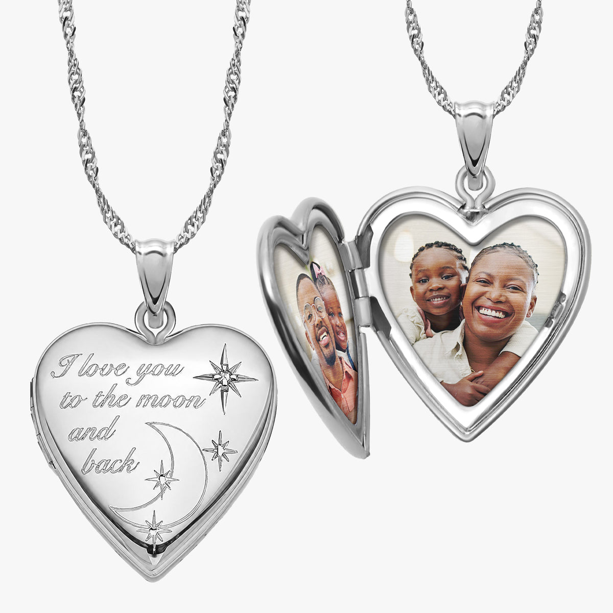 To The Moon & Back  Heart Photo Locket