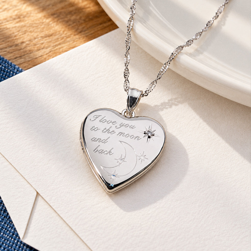 To The Moon & Back  Heart Photo Locket - lifestyle