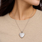 To The Moon & Back  Heart Photo Locket - on model