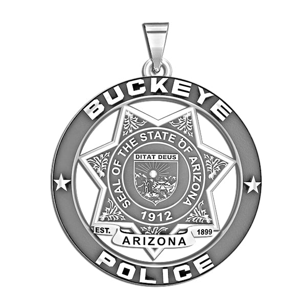 Silver Buckeye police badge medallion product photo (PG101527, secondary photo 3)