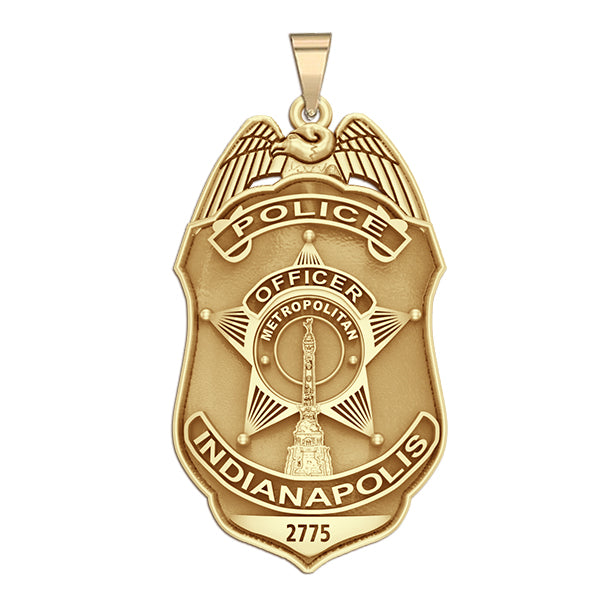 Indianapolis police badge pendant with gold finish. (PG101583, secondary photo 2)