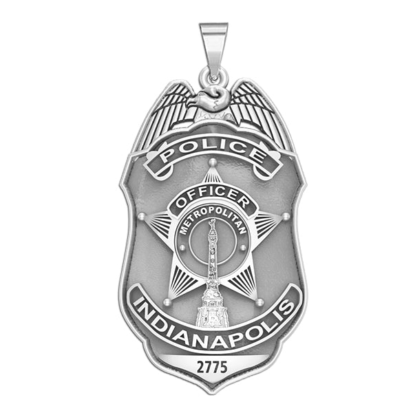 Indianapolis police badge pendant with silver finish. (PG101583, secondary photo 3)