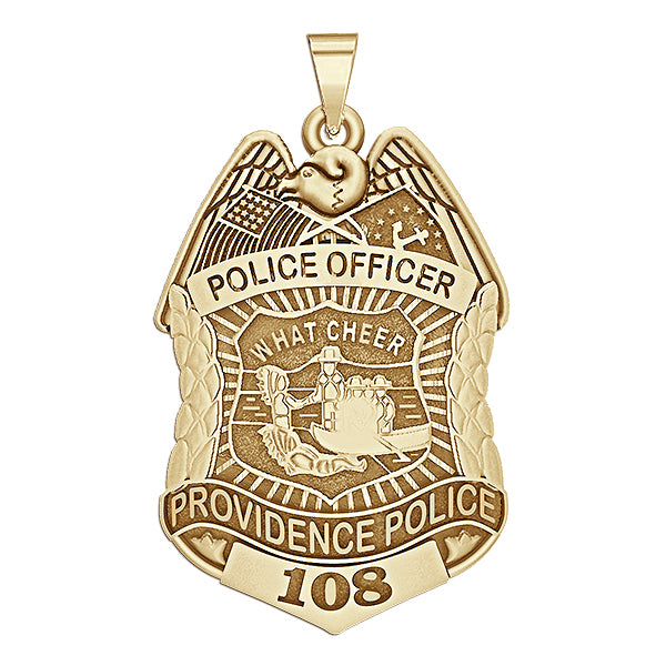 Providence police badge pendant shown with gold-tone finish (PG101597, secondary photo 2)