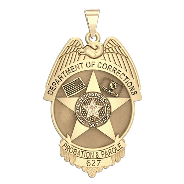 Gold Oklahoma corrections badge with a muted central field. (PG101628, secondary photo 2)