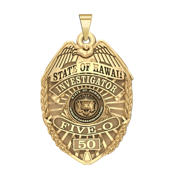Original catalog photo of Personalized Hawaii Five-O Police Badge with Your Rank and Number, alternate product view. (PG101641, secondary photo 2)