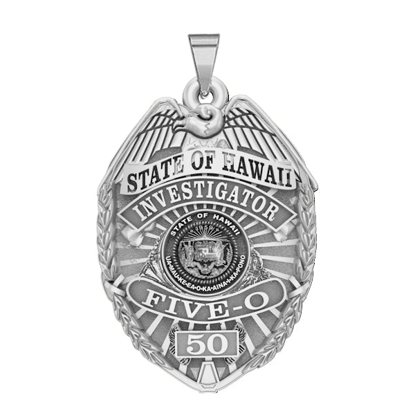 Original catalog photo of Personalized Hawaii Five-O Police Badge with Your Rank and Number, alternate product view. (PG101641, secondary photo 3)
