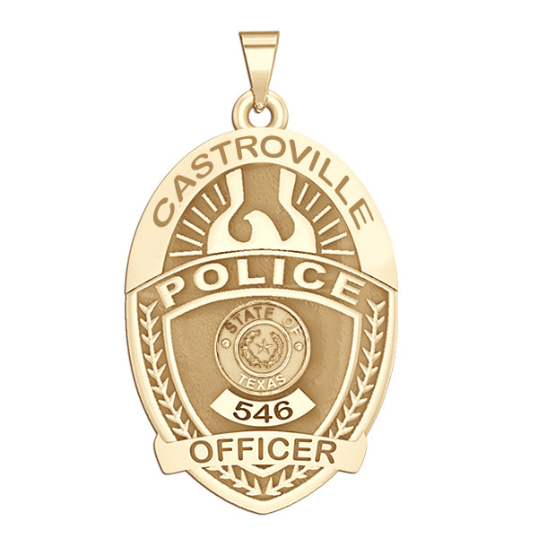 Gold Castroville police badge without blue enamel. (PG101662, secondary photo 3)