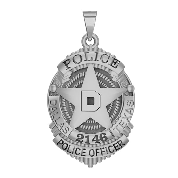 Silver Dallas police badge pendant with a clear enamel-free face (PG101707, secondary photo 3)