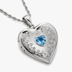 Floral Border with Birthstone Heart Photo Locket