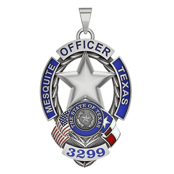 Original catalog photo of Personalized Mesquite Texas Police Badge with Your Rank, Dept. and Number, alternate product view. (PG101714, secondary photo 0)