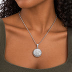 Round Floral Photo Locket with 18" Chain - on model