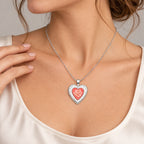 Rose Cameo Heart Photo Locket - on model
